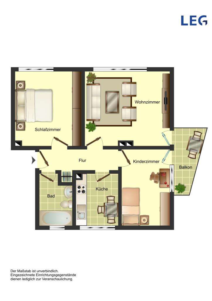 Thumbnail-Wohnung zum Mieten in Bergkamen 509,00 € 62.98 m²