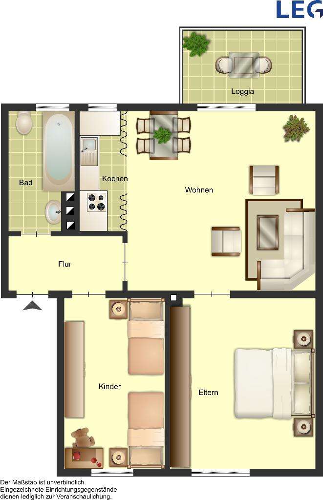 Thumbnail-Wohnung zum Mieten in Duisburg 459,00 € 54.51 m²