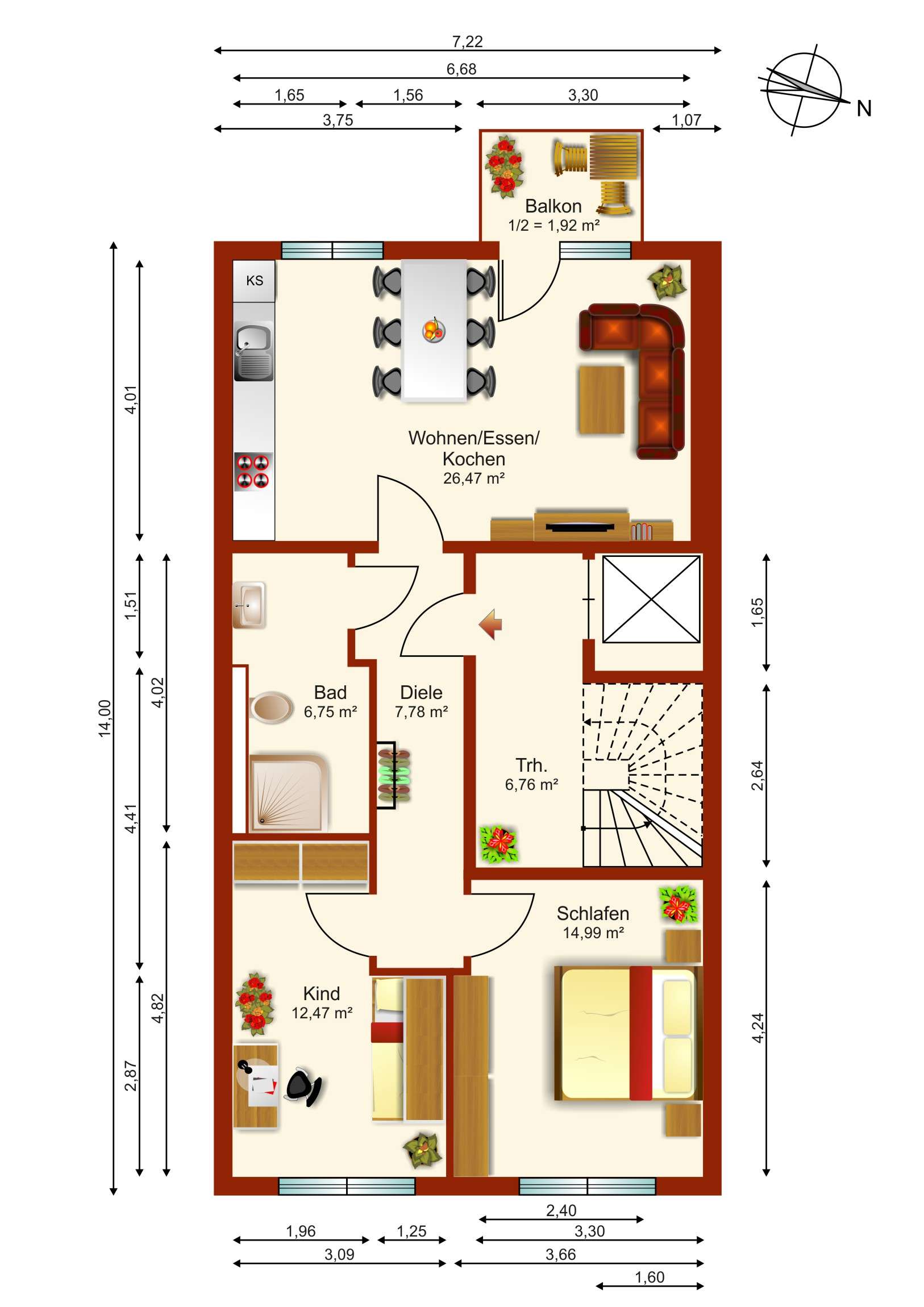 Thumbnail-Wohnung zum Mieten in Köln 1.290,00 € 72.64 m²