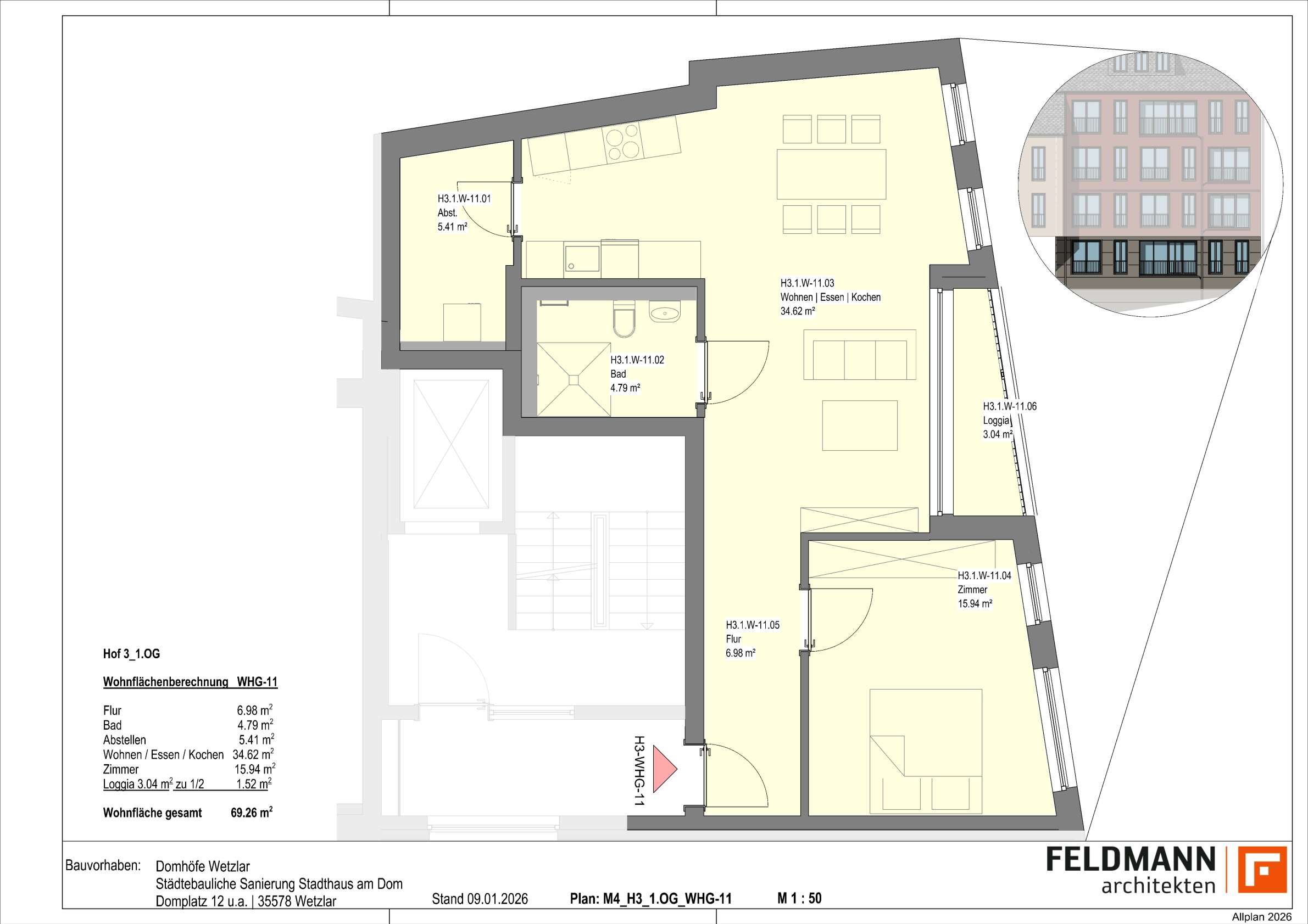 Thumbnail-Wohnung zum Mieten in Wetzlar 1.000,00 € 69.26 m²