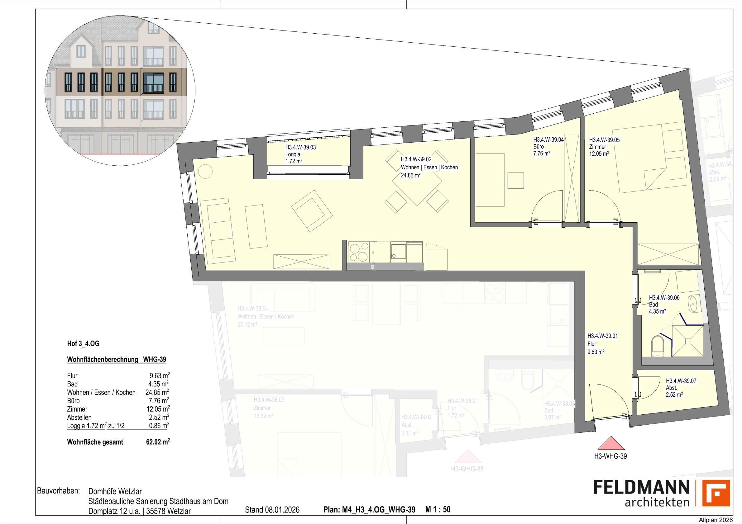 Thumbnail-Wohnung zum Mieten in Wetzlar 1.010,00 € 62.05 m²