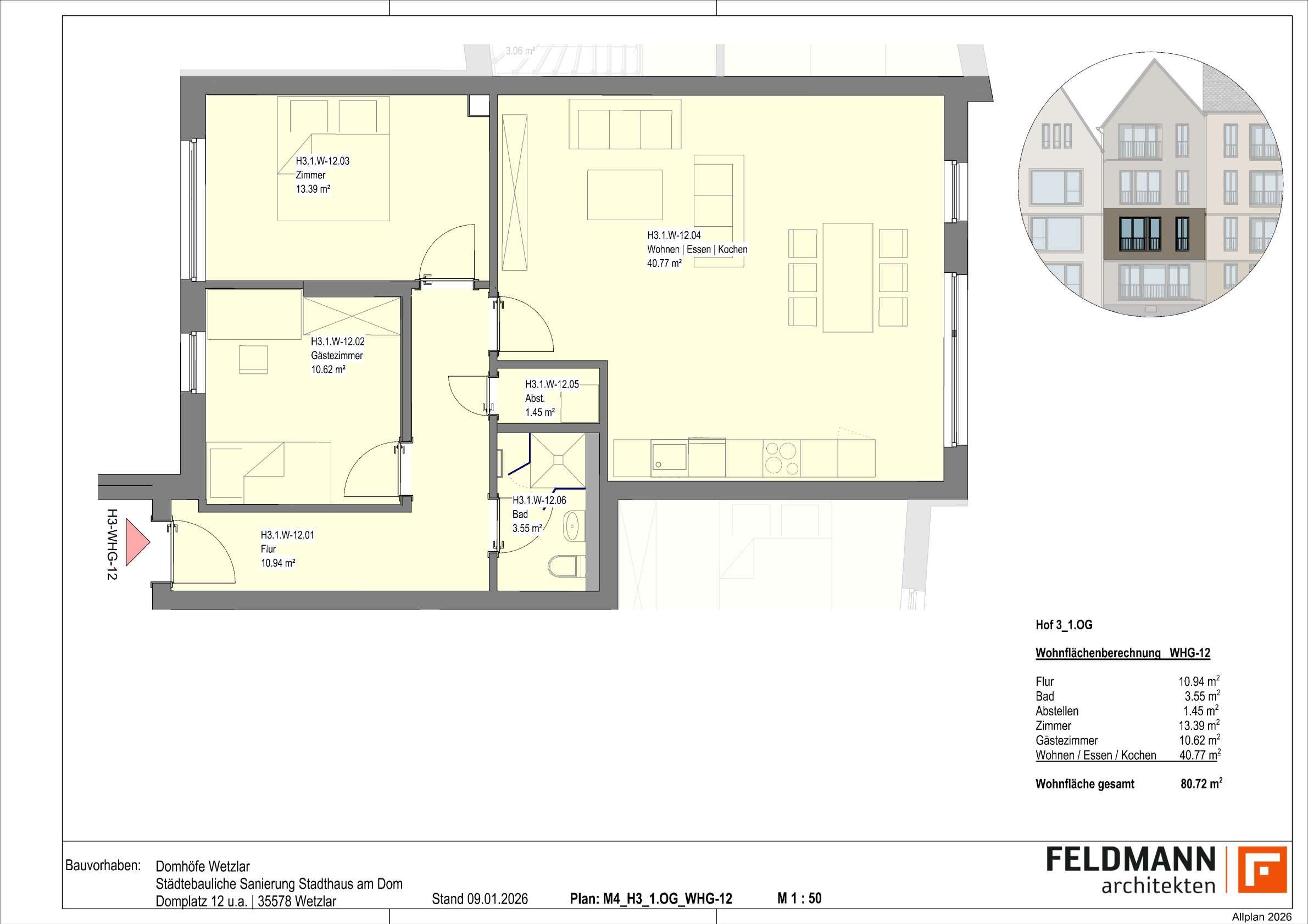 Thumbnail-Wohnung zum Mieten in Wetzlar 1.140,00 € 80.76 m²