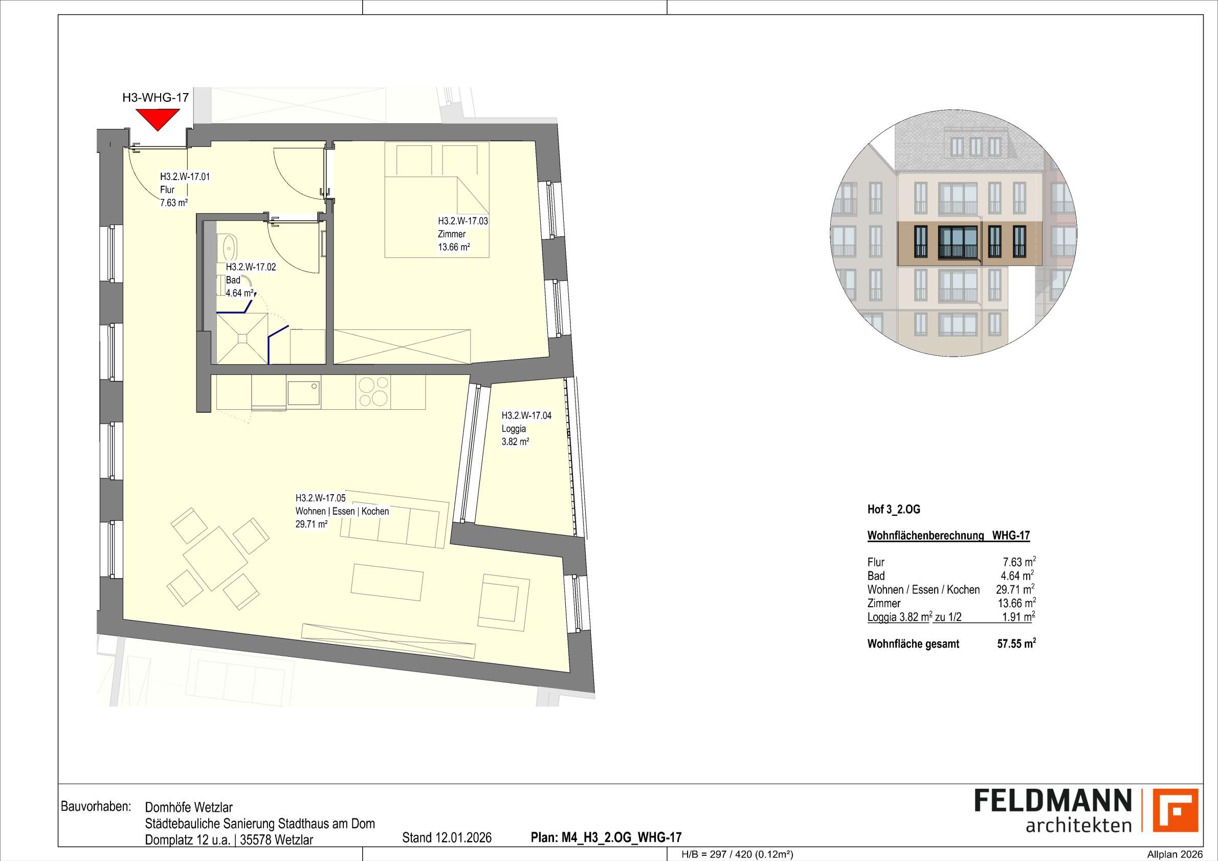Thumbnail-Wohnung zum Mieten in Wetzlar 900,00 € 57.59 m²