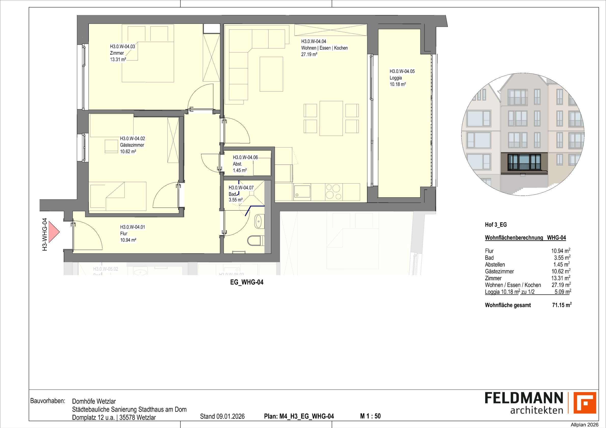 Thumbnail-Wohnung zum Mieten in Wetzlar 1.040,00 € 72.19 m²