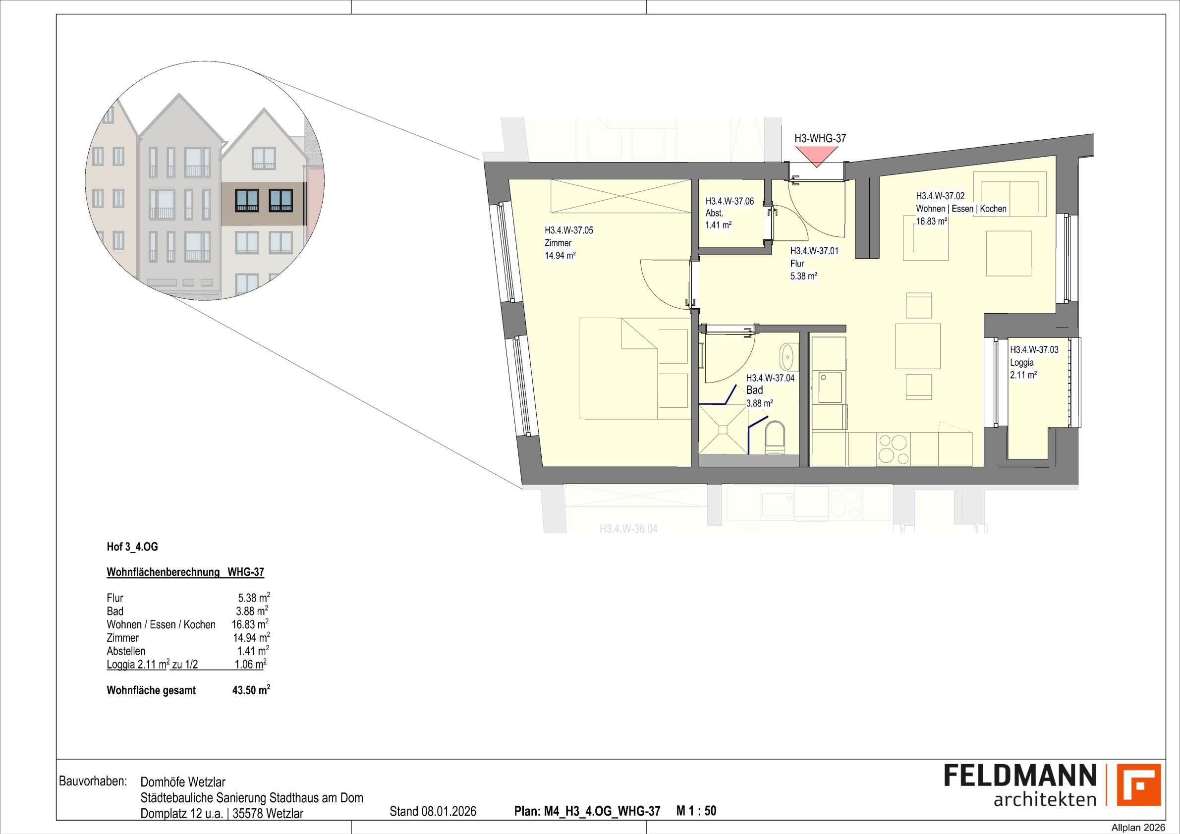 Thumbnail-Wohnung zum Mieten in Wetzlar 770,00 € 43.53 m²