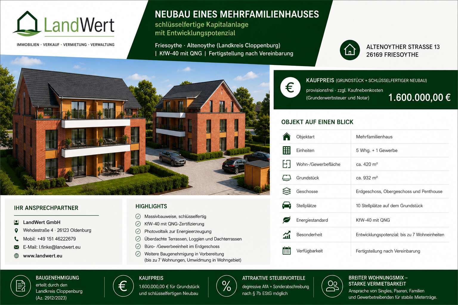 Thumbnail-Grundstück zu verkaufen in Friesoythe 1.600.000,00 € 932.5 m²