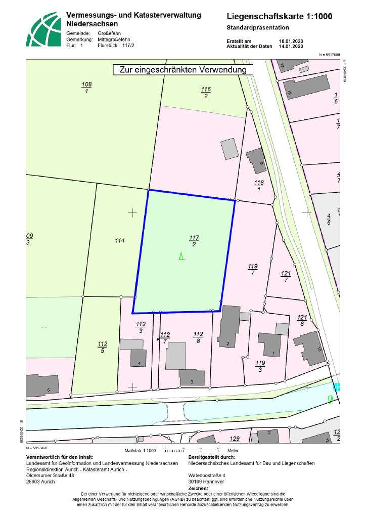 Thumbnail-Grundstück zu verkaufen in Großefehn 11.400,00 € 3345 m²