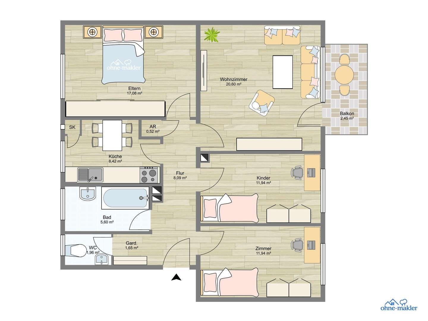 Thumbnail-Wohnung zum Kaufen in Frankfurt am Main 349.000,00 € 89 m²