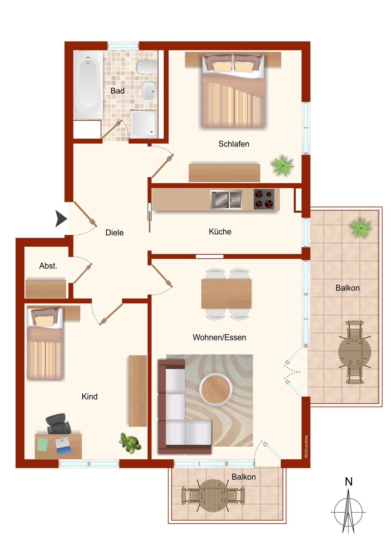 Thumbnail-Wohnung zum Mieten in Haar Gronsdorf 1.530,00 € 85 m²