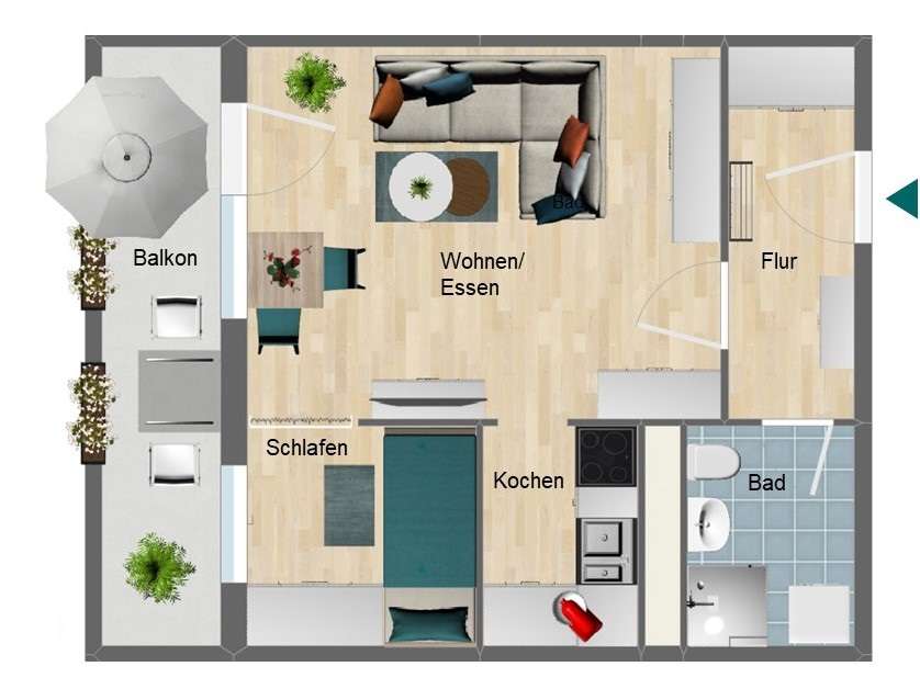 Thumbnail-Wohnung zum Mieten in Zeulenroda-Triebes 245,00 € 37.76 m²