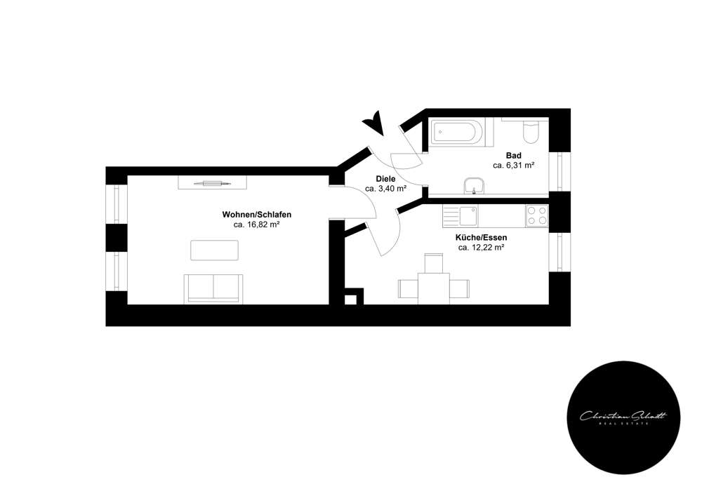 Thumbnail-Wohnung zum Mieten in Leipzig Anger-Crottendorf 540,00 € 45 m²