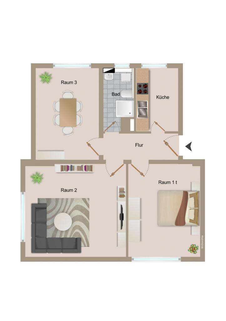 Thumbnail-Wohnung zum Mieten in Magdeburg 548,56 € 68.57 m²