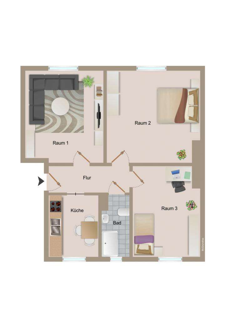 Thumbnail-Wohnung zum Mieten in Magdeburg 537,12 € 67.14 m²