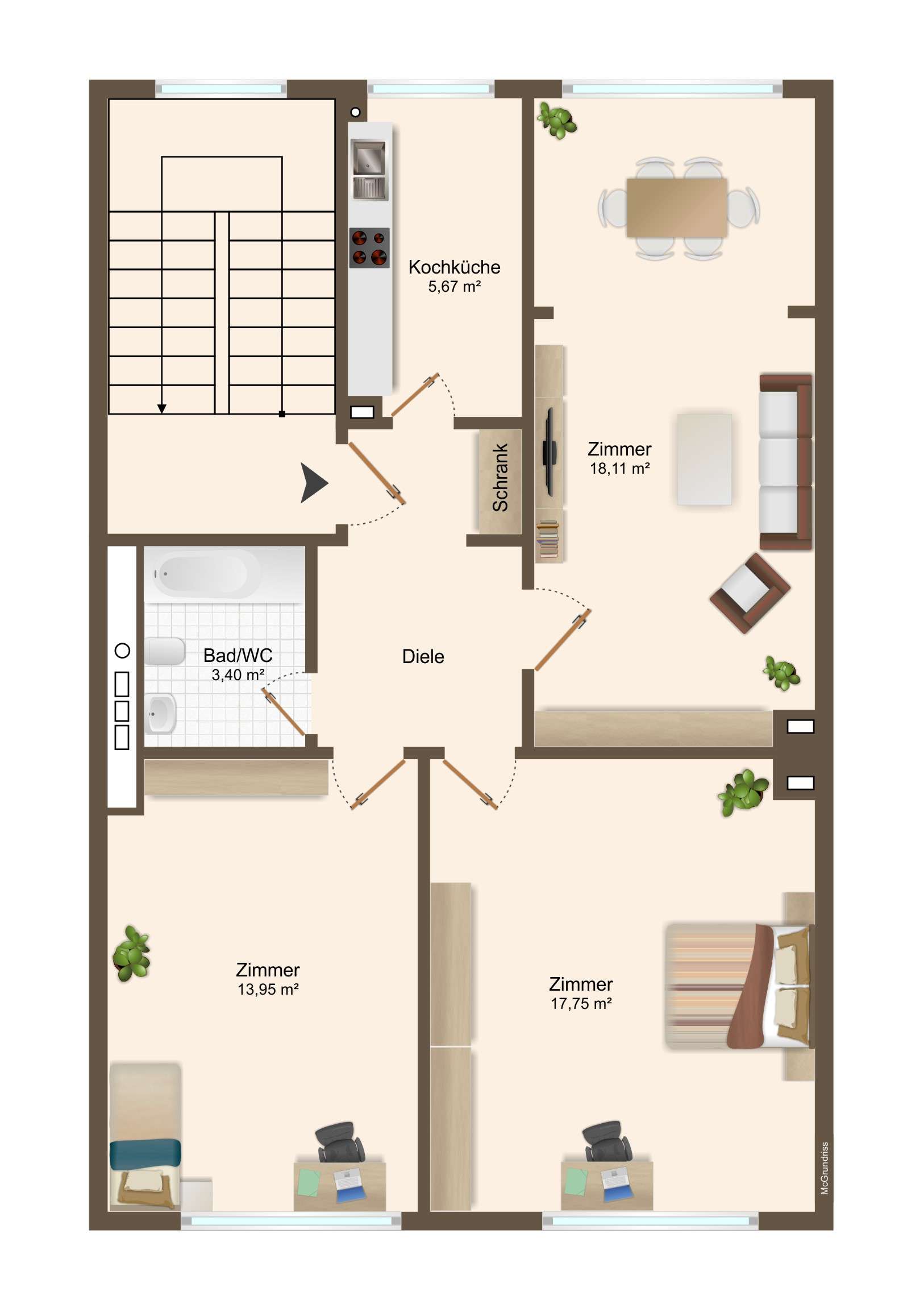 Thumbnail-Wohnung zum Mieten in Leverkusen 810,00 € 66 m²