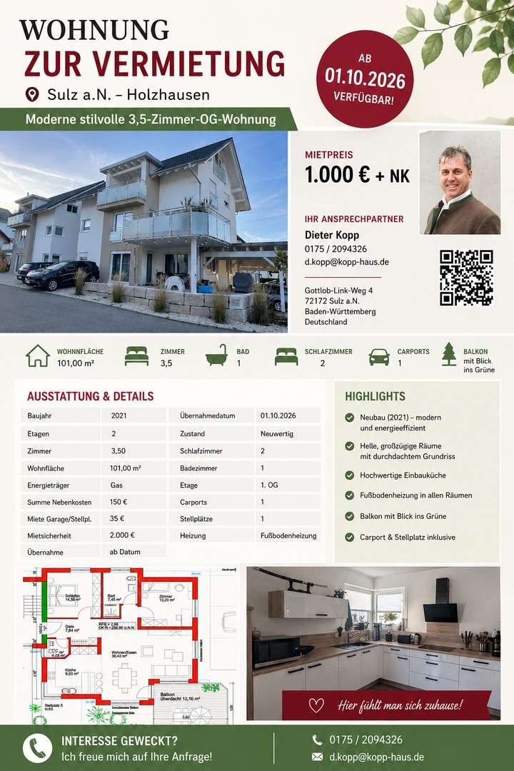Thumbnail-Wohnung zum Mieten in Sulz a.N. 1.000,00 € 101 m²
