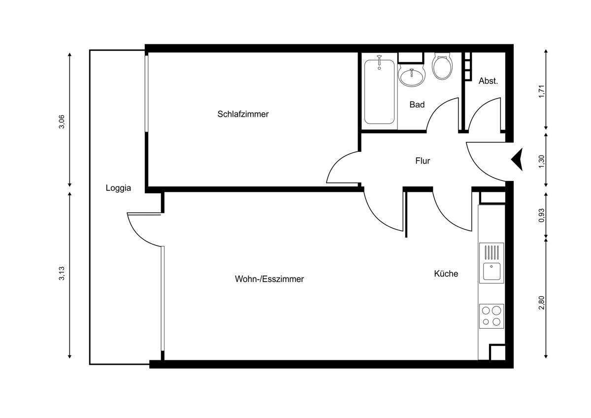 Thumbnail-Wohnung zum Kaufen in Waldkirch 159.000,00 € 58 m²