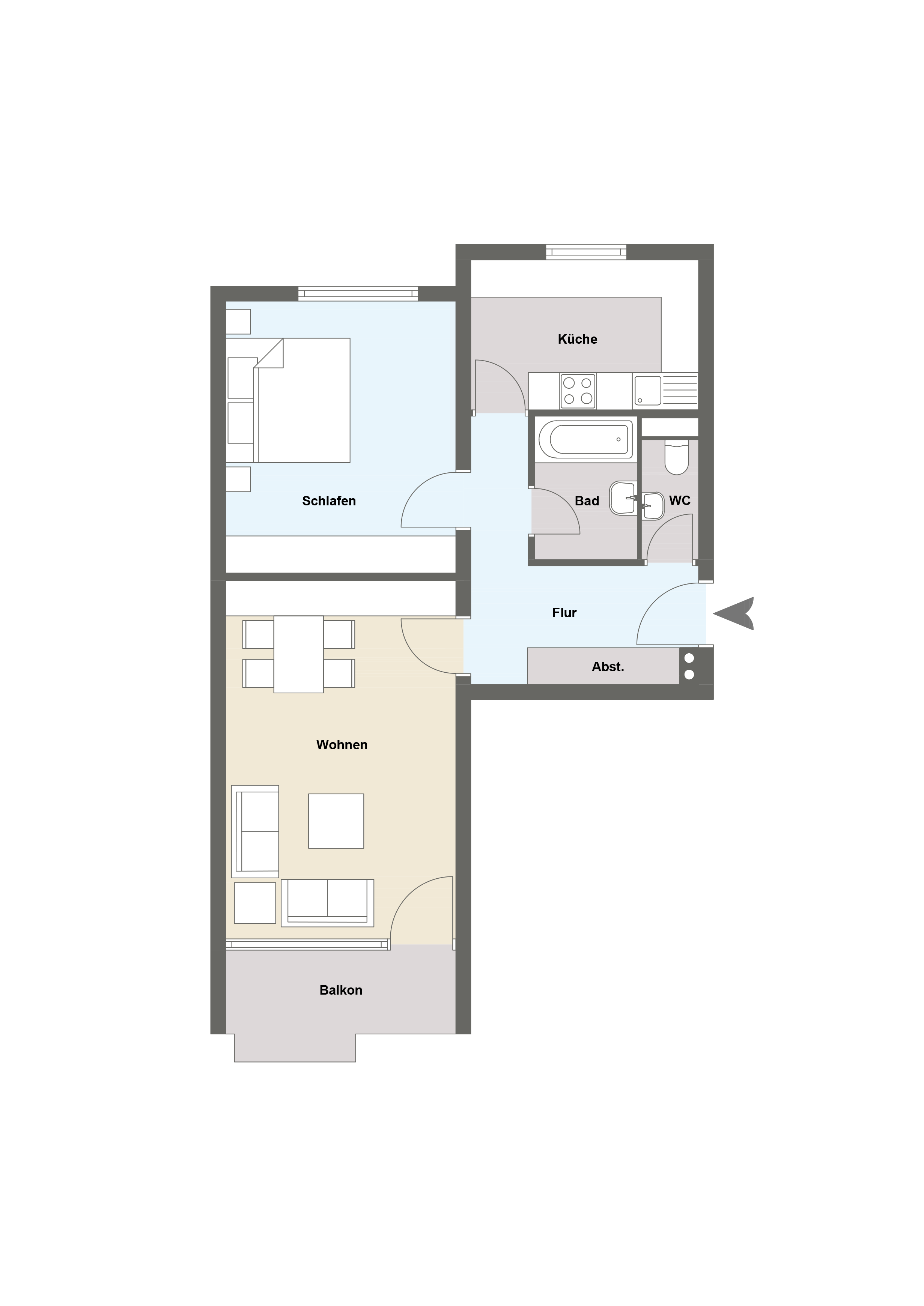Thumbnail-Wohnung zum Mieten in Nürnberg 690,00 € 59.86 m²