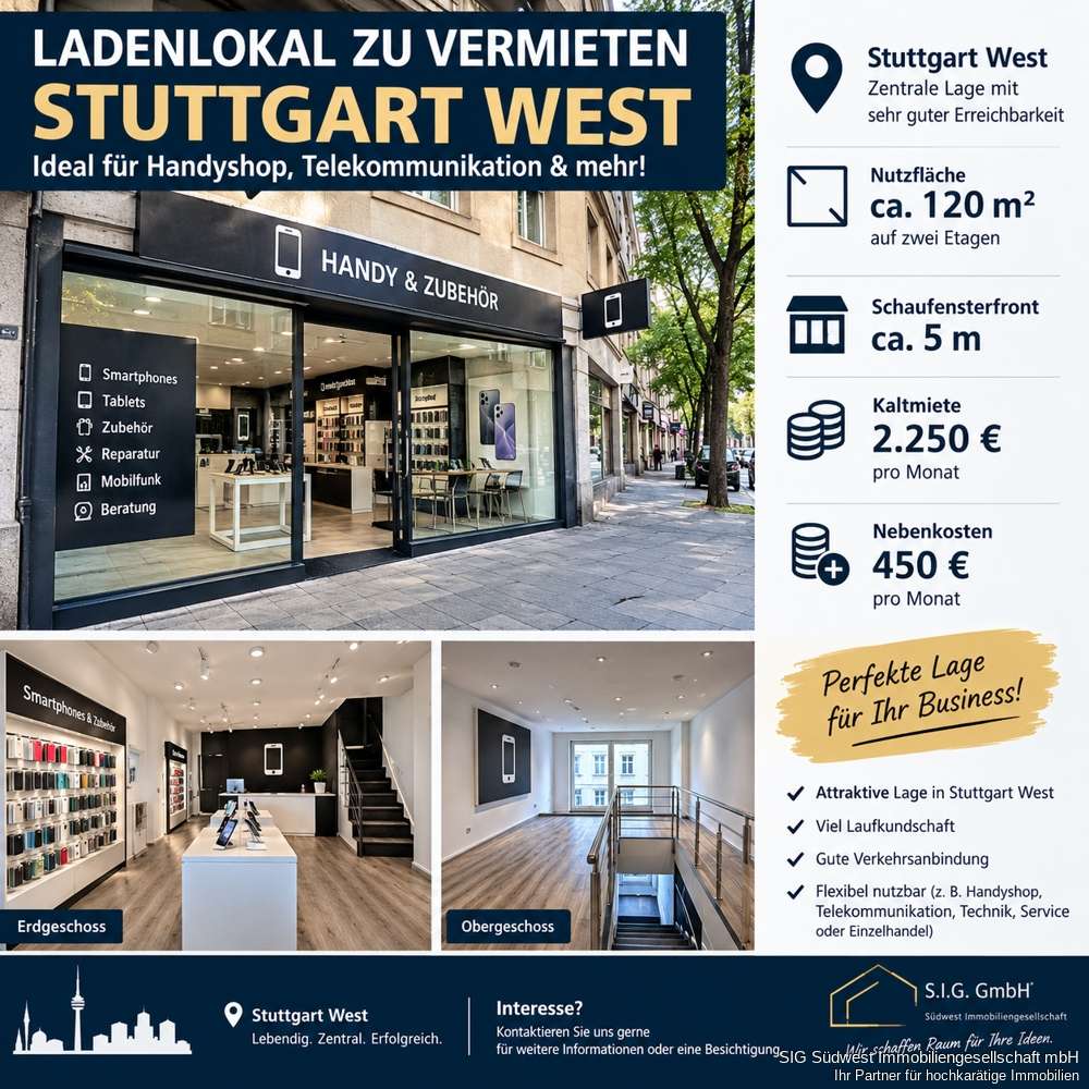 Thumbnail-Einzelhandel in Stuttgart - West 2.250,00 € 118.29 m²