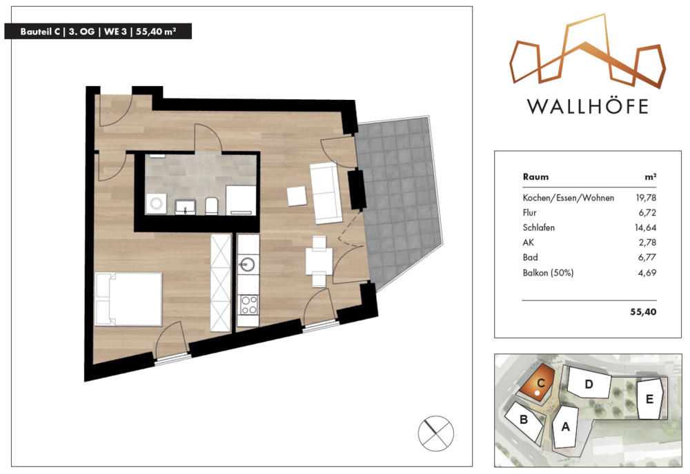 Thumbnail-Wohnung zum Mieten in Ratingen 965,00 € 55.4 m²