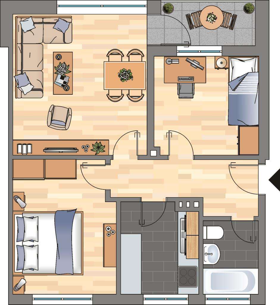 Thumbnail-Wohnung zum Mieten in Wilhelmshaven 479,00 € 65.79 m²