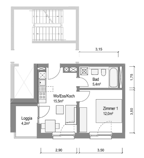 Thumbnail-Wohnung zum Mieten in Bamberg 608,75 € 35 m²