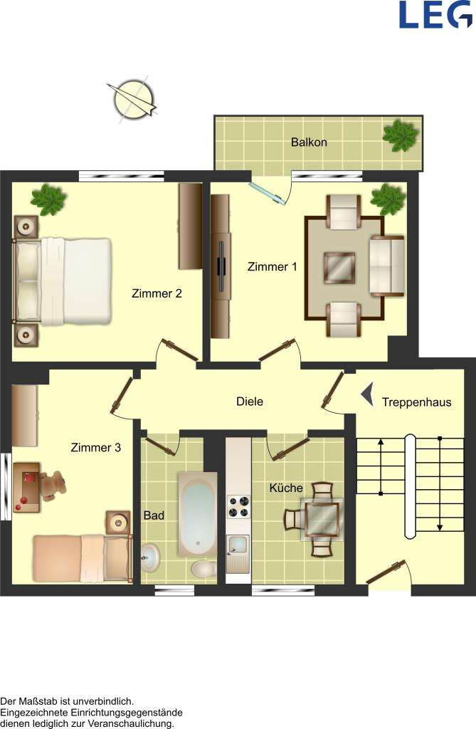 Thumbnail-Wohnung zum Mieten in Bergkamen 429,00 € 56.79 m²