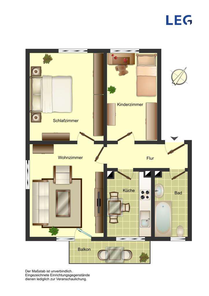 Thumbnail-Wohnung zum Mieten in Bergkamen 429,00 € 54.95 m²