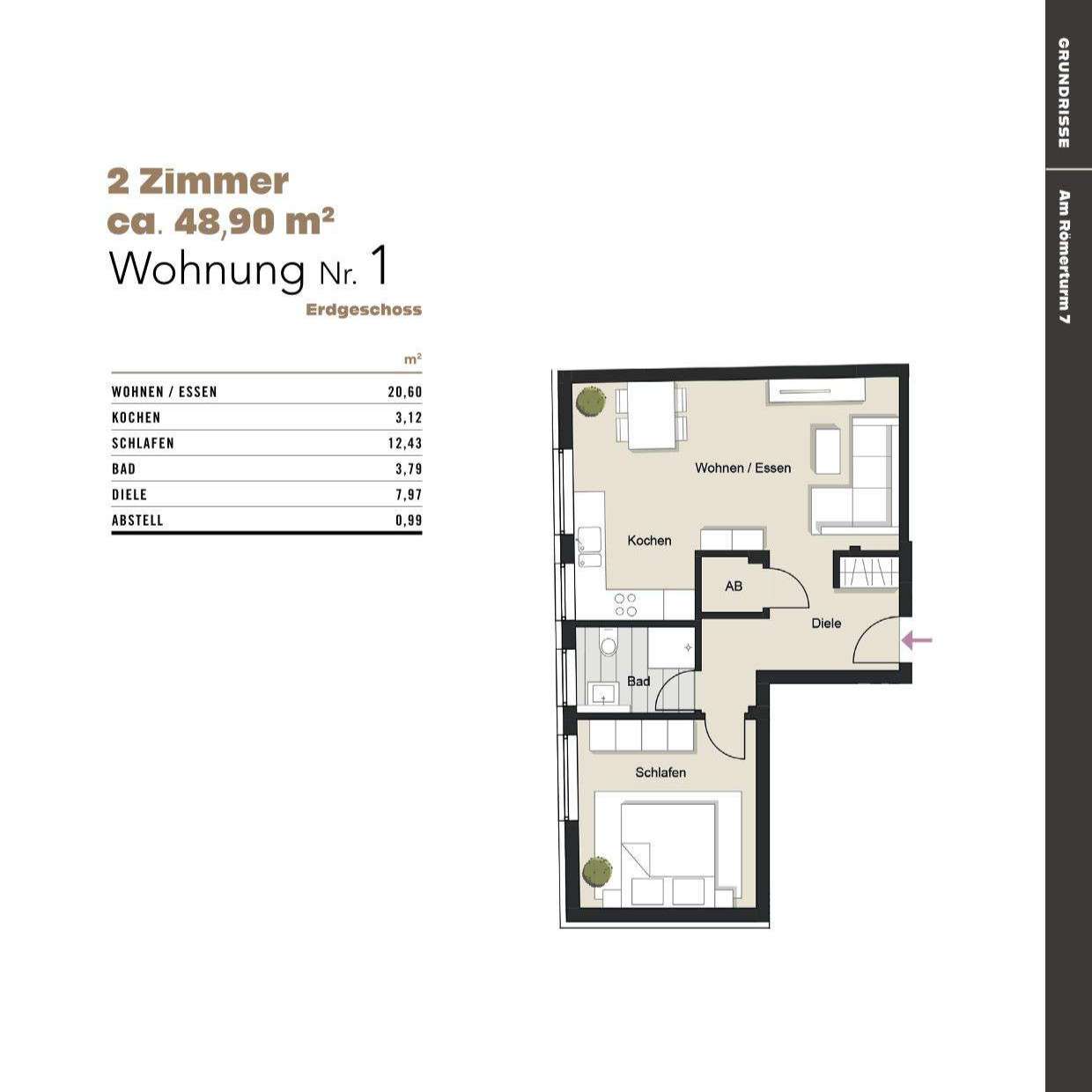 Thumbnail-Wohnung zum Kaufen in Köln 339.000,00 € 48.9 m²