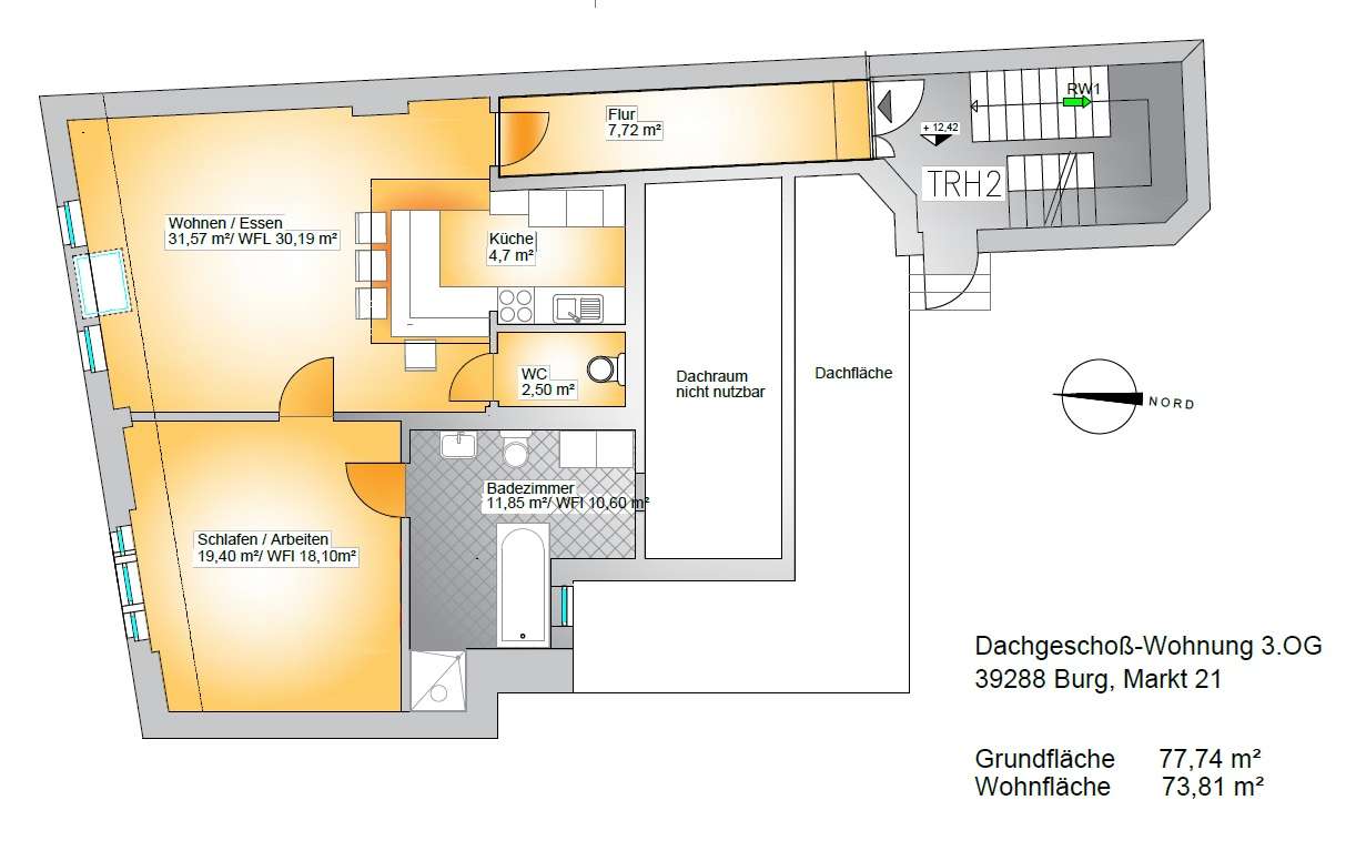Thumbnail-Wohnung zum Mieten in Burg 499,00 € 73.81 m²