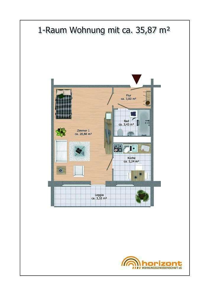 Thumbnail-Wohnung zum Mieten in Berlin 316,01 € 35.87 m²