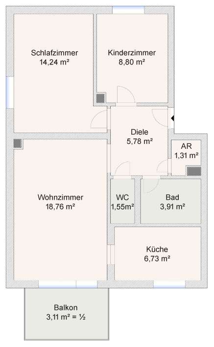 Thumbnail-Wohnung zum Kaufen in Augsburg 245.000,00 € 64 m²