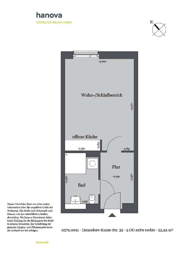 Thumbnail-Wohnung zum Mieten in Hannover 416,91 € 33.22 m²