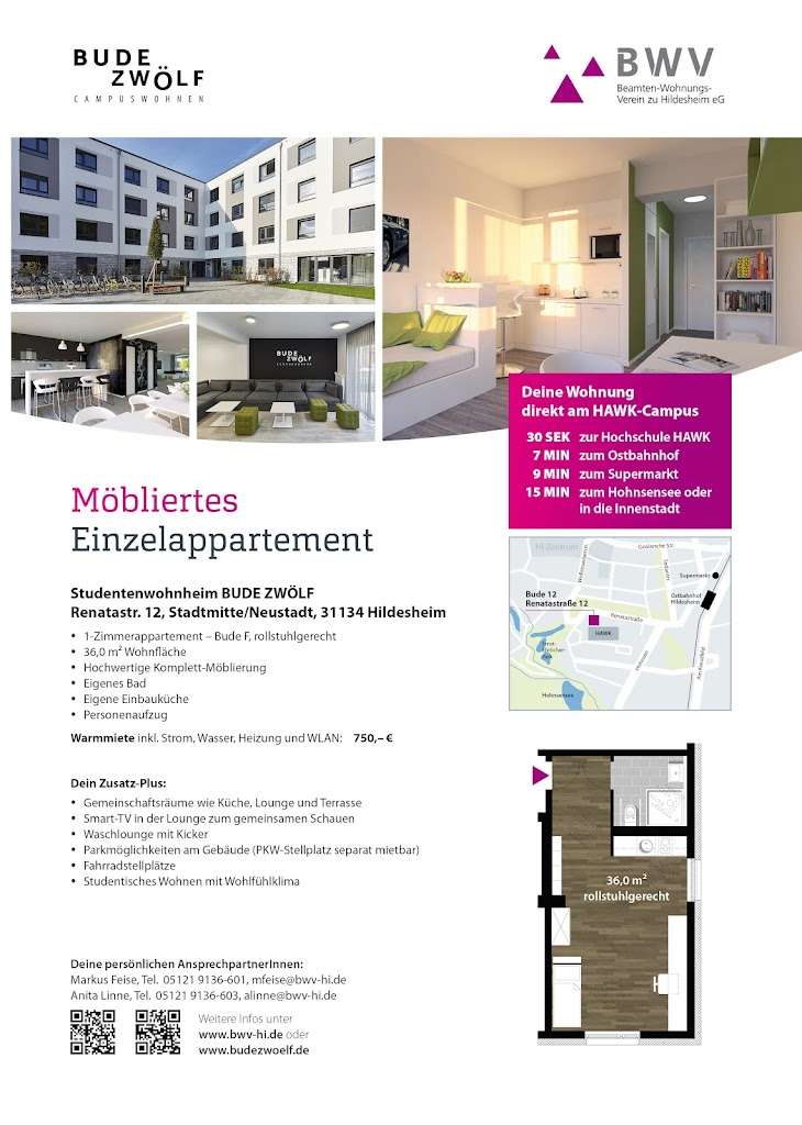 Thumbnail-Wohnung zum Mieten in Hildesheim 750,00 € 36 m²