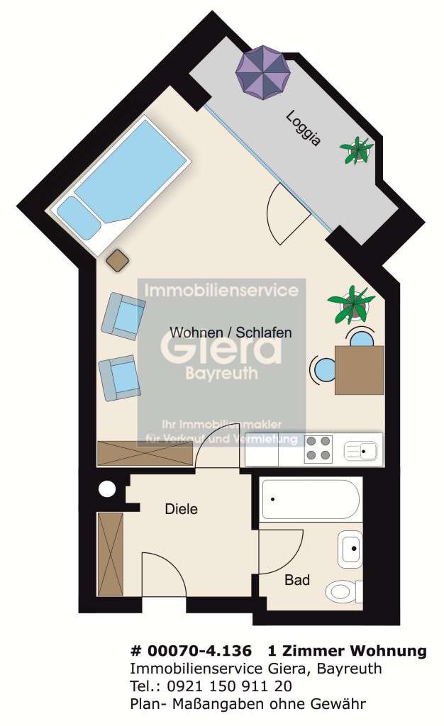 Thumbnail-Wohnung zum Mieten in Bayreuth 495,00 € 36 m²