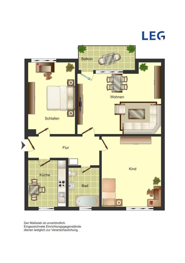 Thumbnail-Wohnung zum Mieten in Unna 449,00 € 60 m²