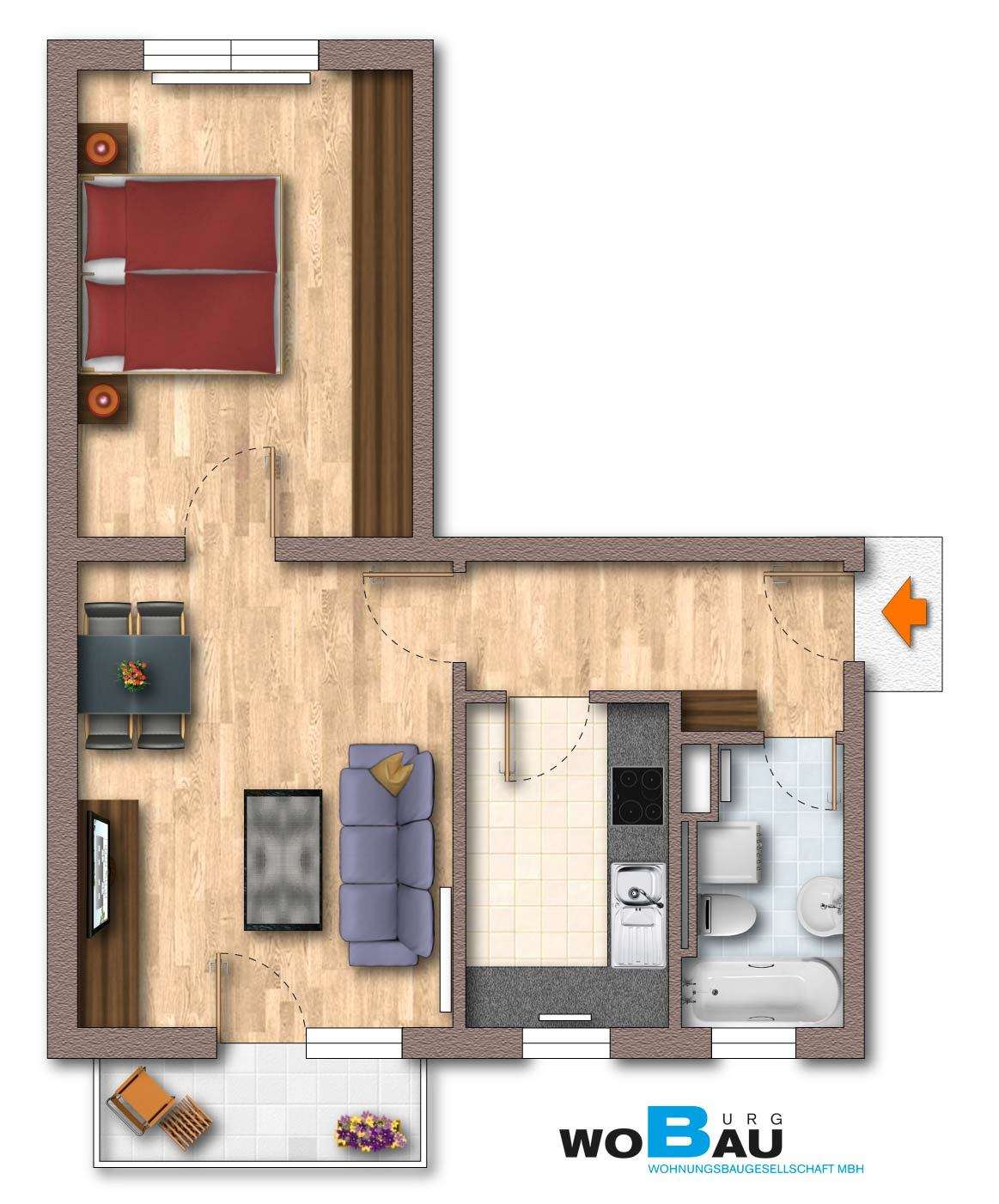 Thumbnail-Wohnung zum Mieten in Burg 347,76 € 49.68 m²