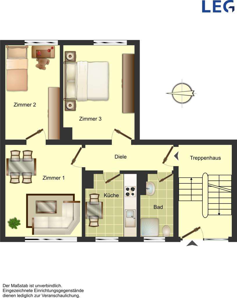 Thumbnail-Wohnung zum Mieten in Bergkamen 419,00 € 51.77 m²
