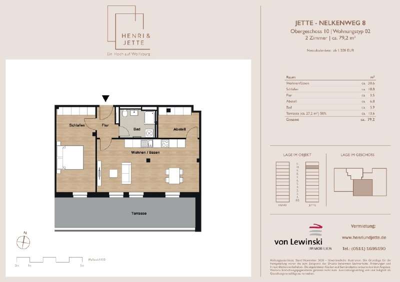 Thumbnail-Wohnung zum Mieten in Wolfsburg 1.157,00 € 78.55 m²