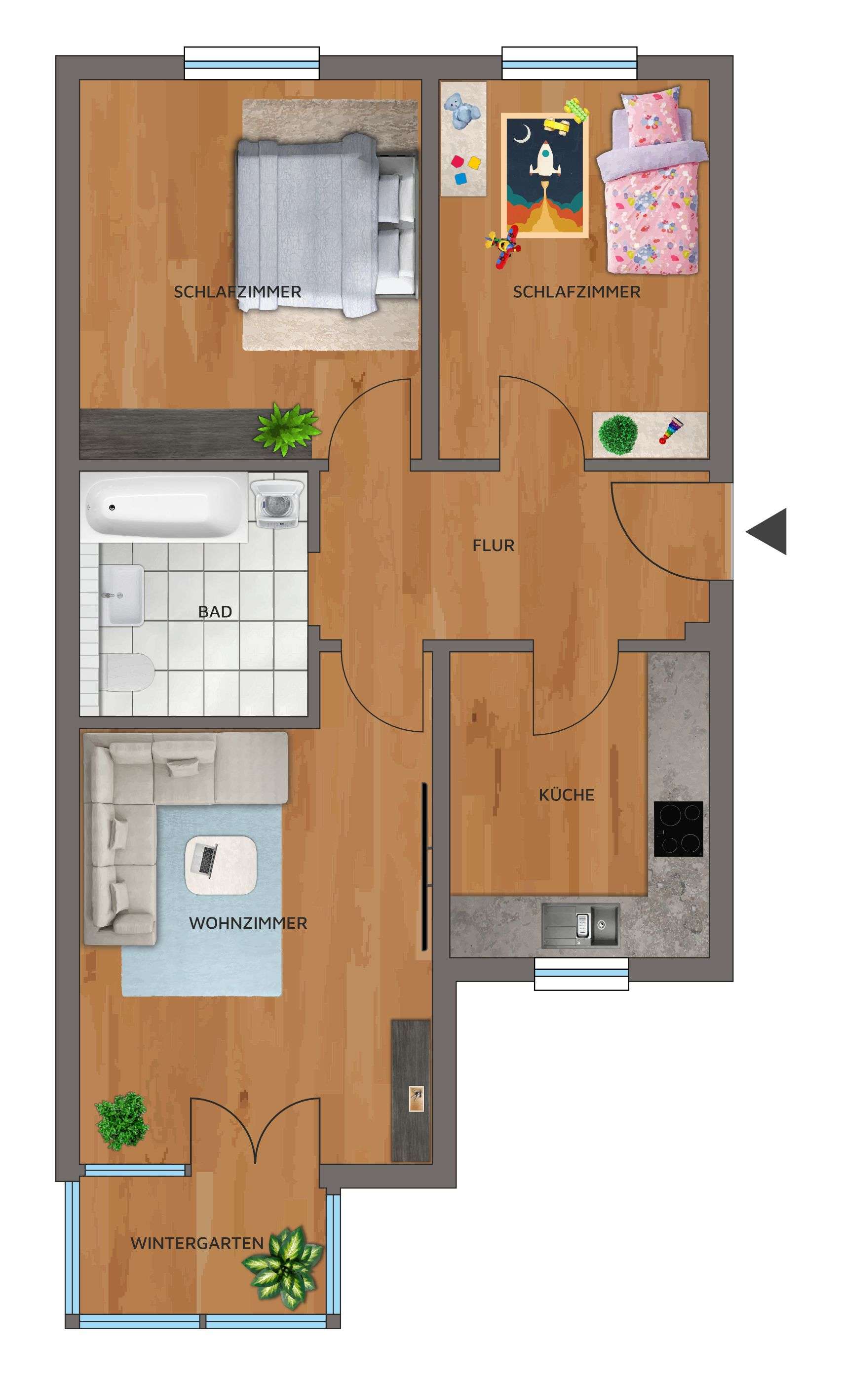 Thumbnail-Wohnung zum Mieten in Gera 450,00 € 65.41 m²
