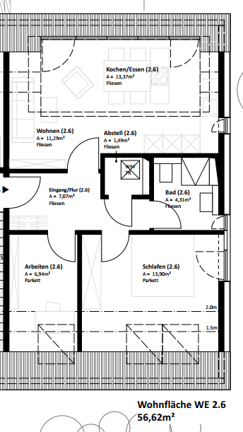 Thumbnail-Wohnung zum Mieten in Neckarsulm-Obereisesheim 772,86 € 56.62 m²