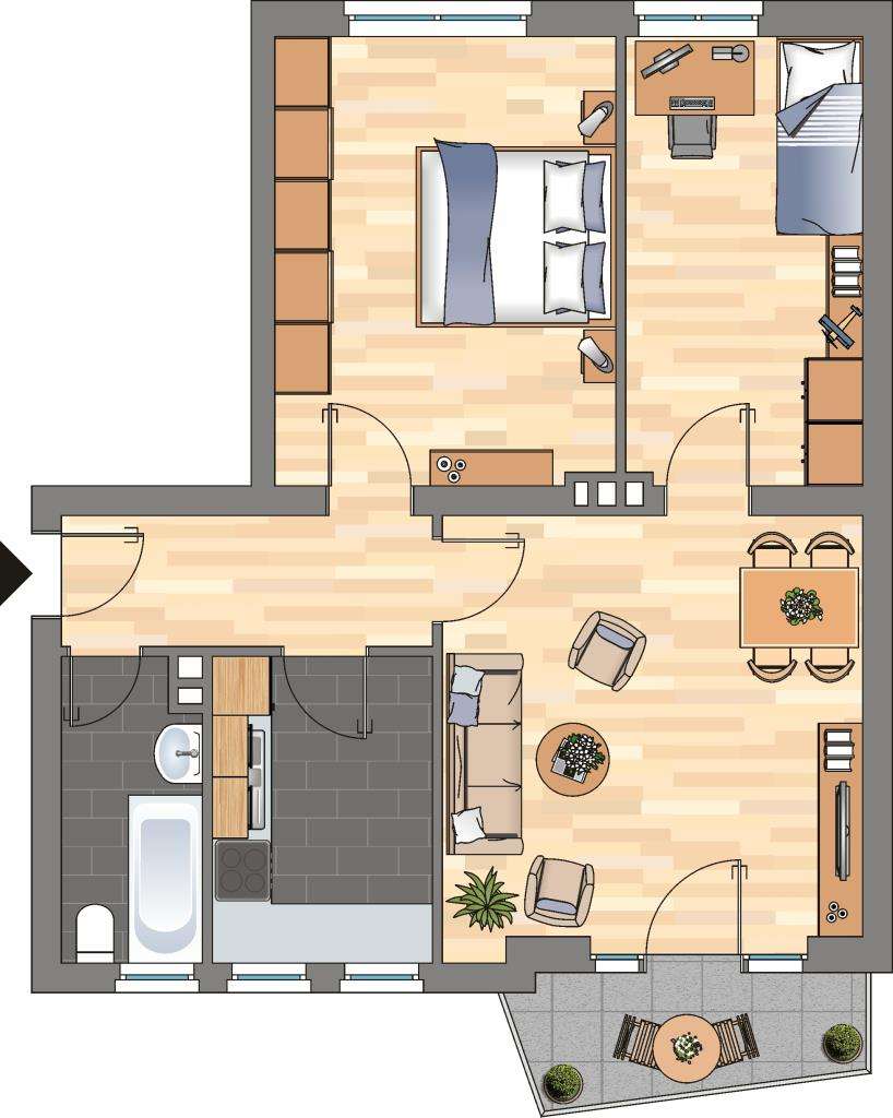 Thumbnail-Wohnung zum Mieten in Düsseldorf 759,00 € 60.67 m²