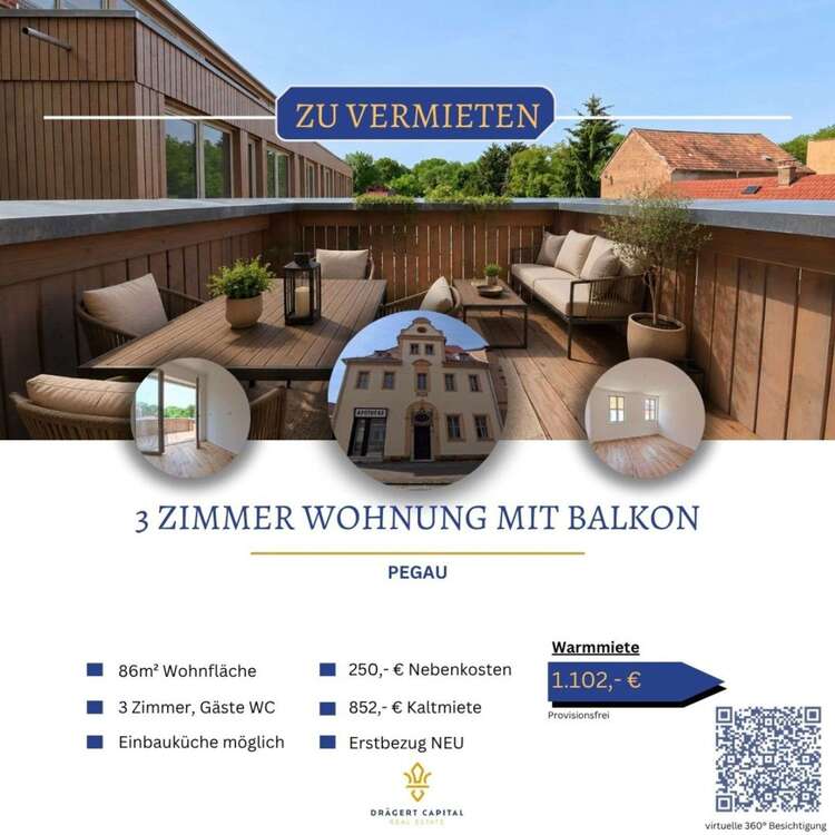Thumbnail-Wohnung zum Mieten in Pegau 852,00 € 85.7 m²