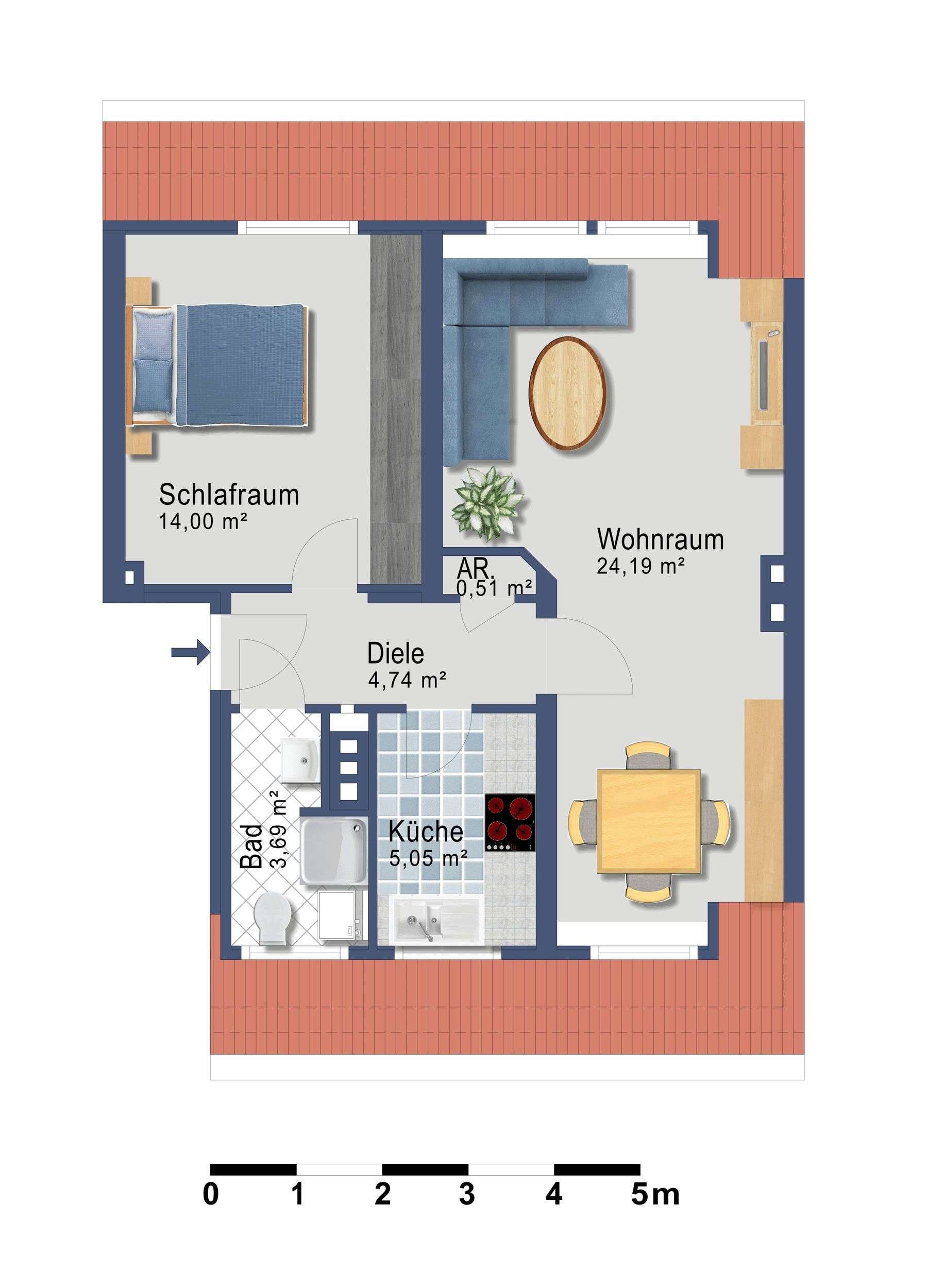 Thumbnail-Wohnung zum Mieten in Essen 365,00 € 51.06 m²