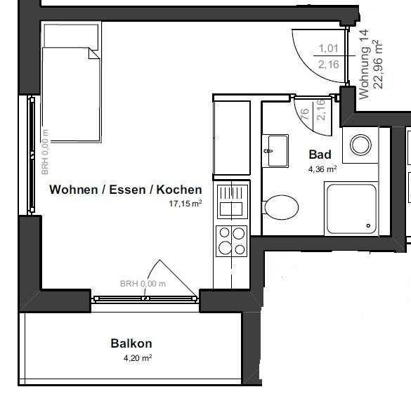 Thumbnail-Wohnung zum Mieten in Linden 460,00 € 22.96 m²