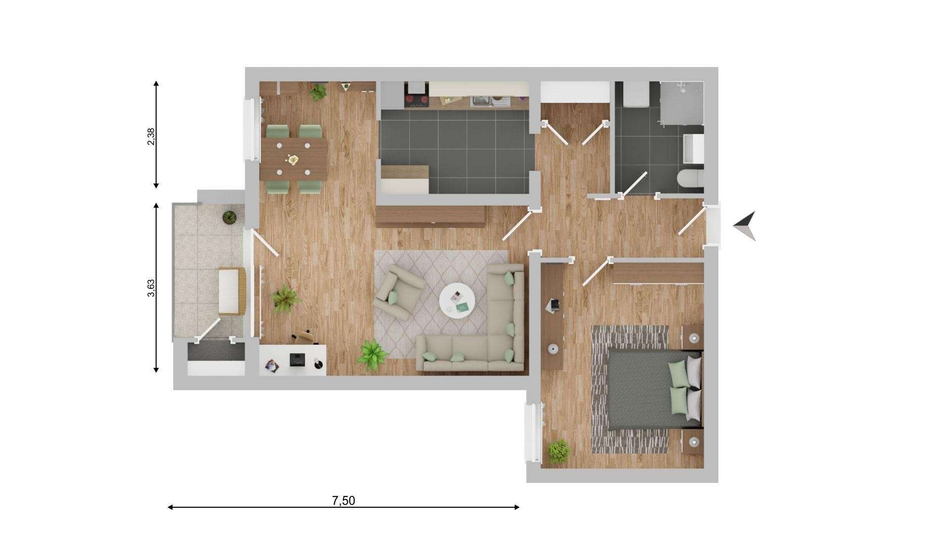 Thumbnail-Wohnung zum Mieten in Harrislee 710,00 € 64 m²