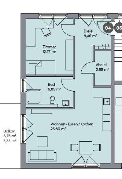 Thumbnail-Wohnung zum Kaufen in Frankfurt 399.000,00 € 59.95 m²