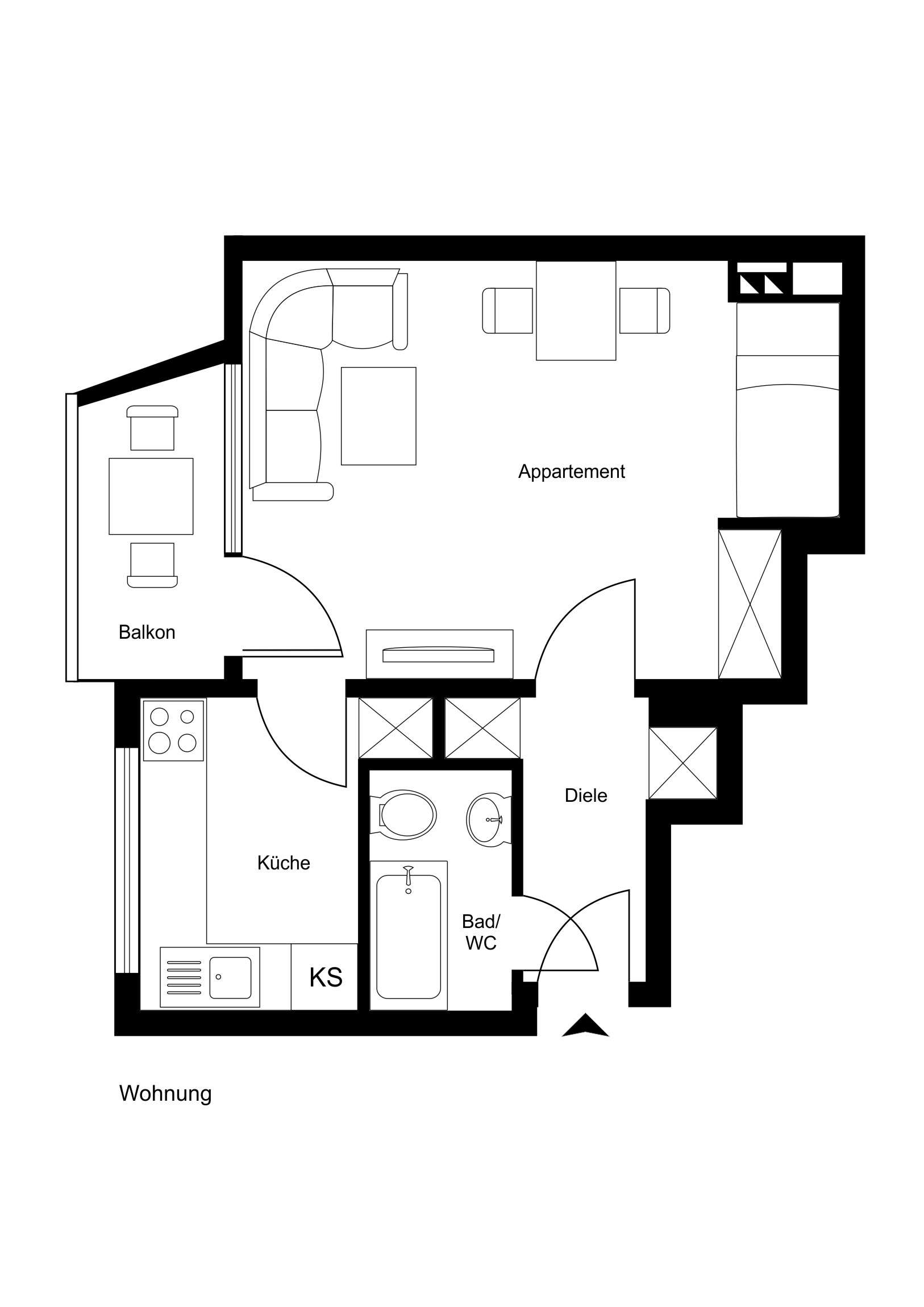 Thumbnail-Wohnung zum Mieten in Düsseldorf 750,00 € 35 m²