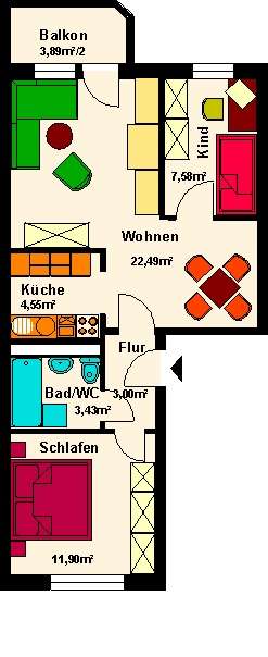 Thumbnail-Wohnung zum Mieten in Marienberg 301,95 € 54.9 m²