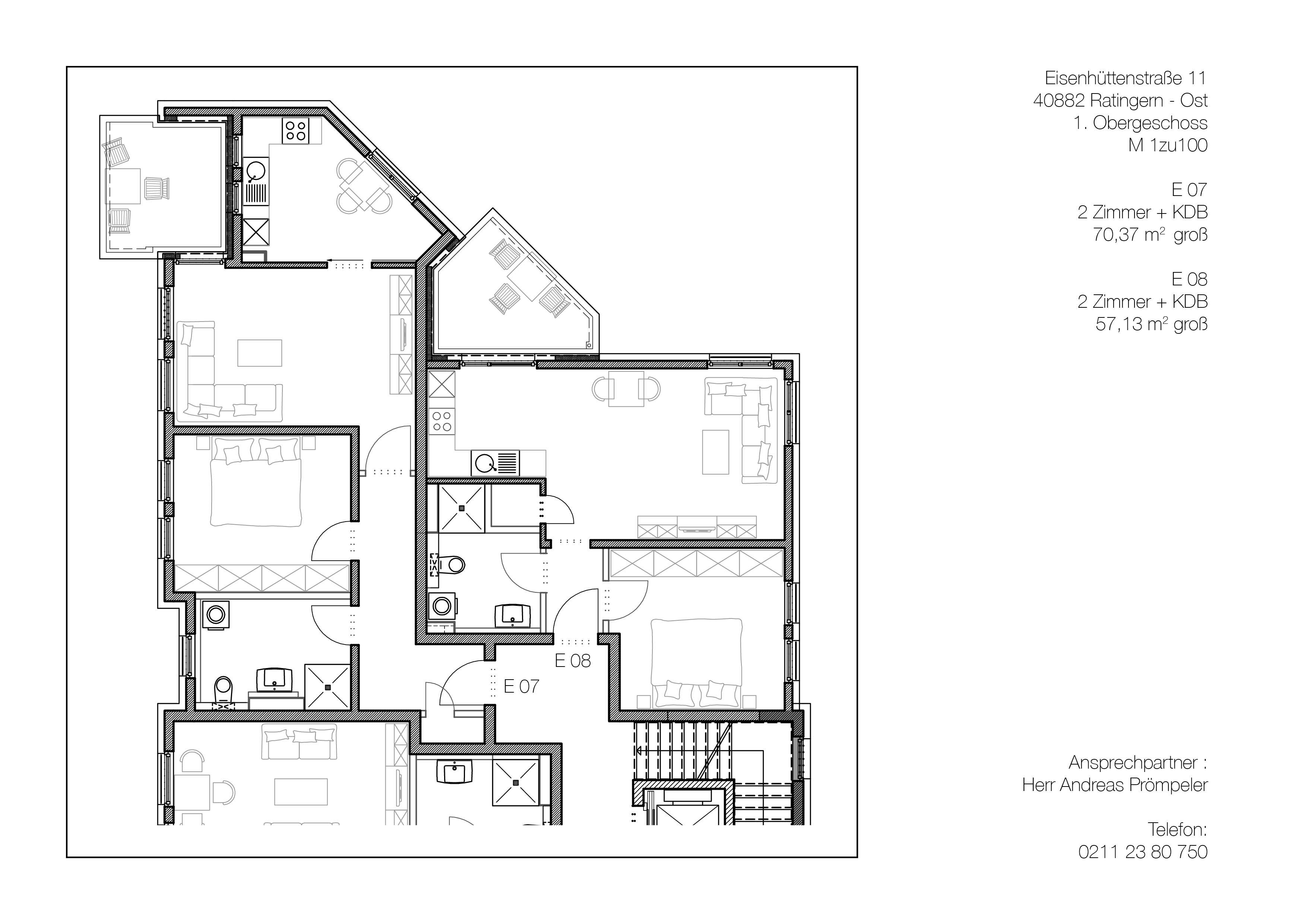 Thumbnail-Wohnung zum Mieten in Ratingen 1.020,00 € 70.37 m²
