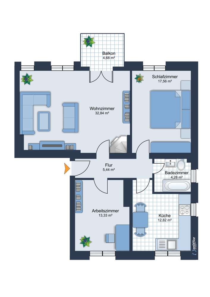 Thumbnail-Wohnung zum Kaufen in Wiesbaden 398.000,00 € 88.61 m²